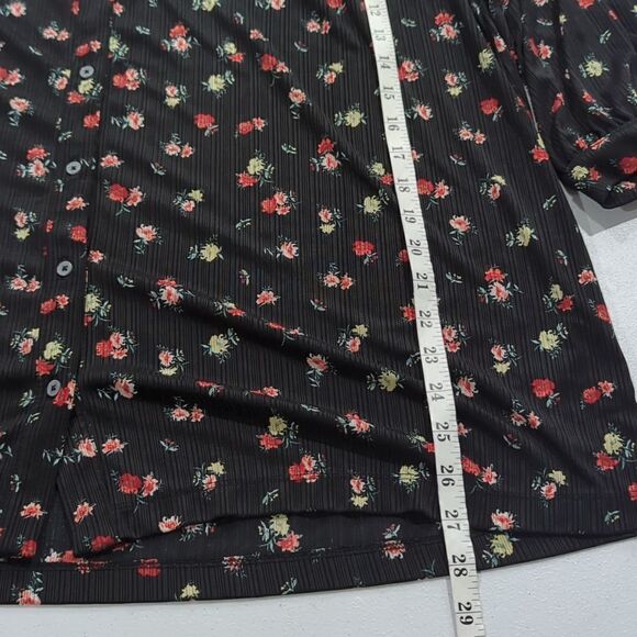 Lane Bryant Womens Top 18/20 Black Floral Spring Blouse - Picture 9 of 9